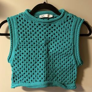 Zara crochet top turquoise